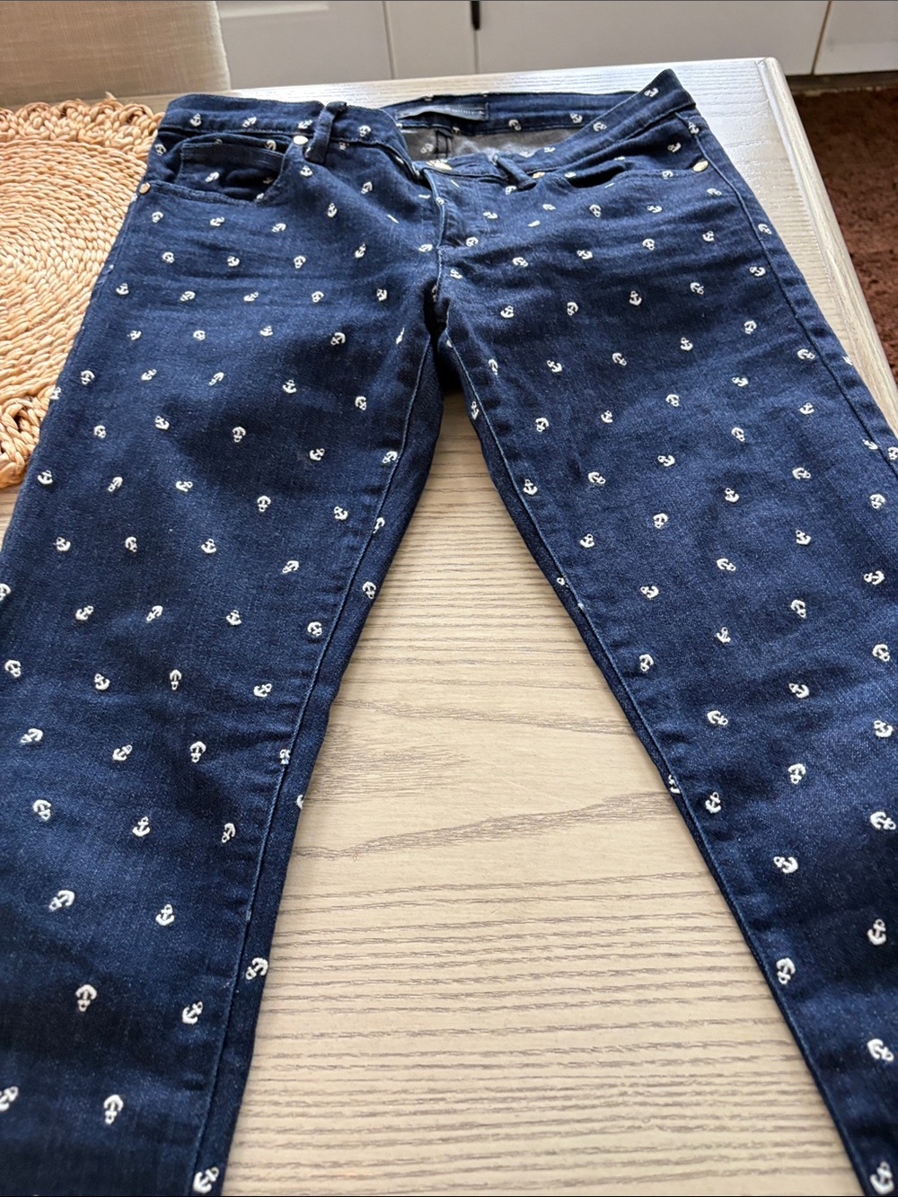 Juicy Couture Navy Skinny Jeans with White Anchor Print